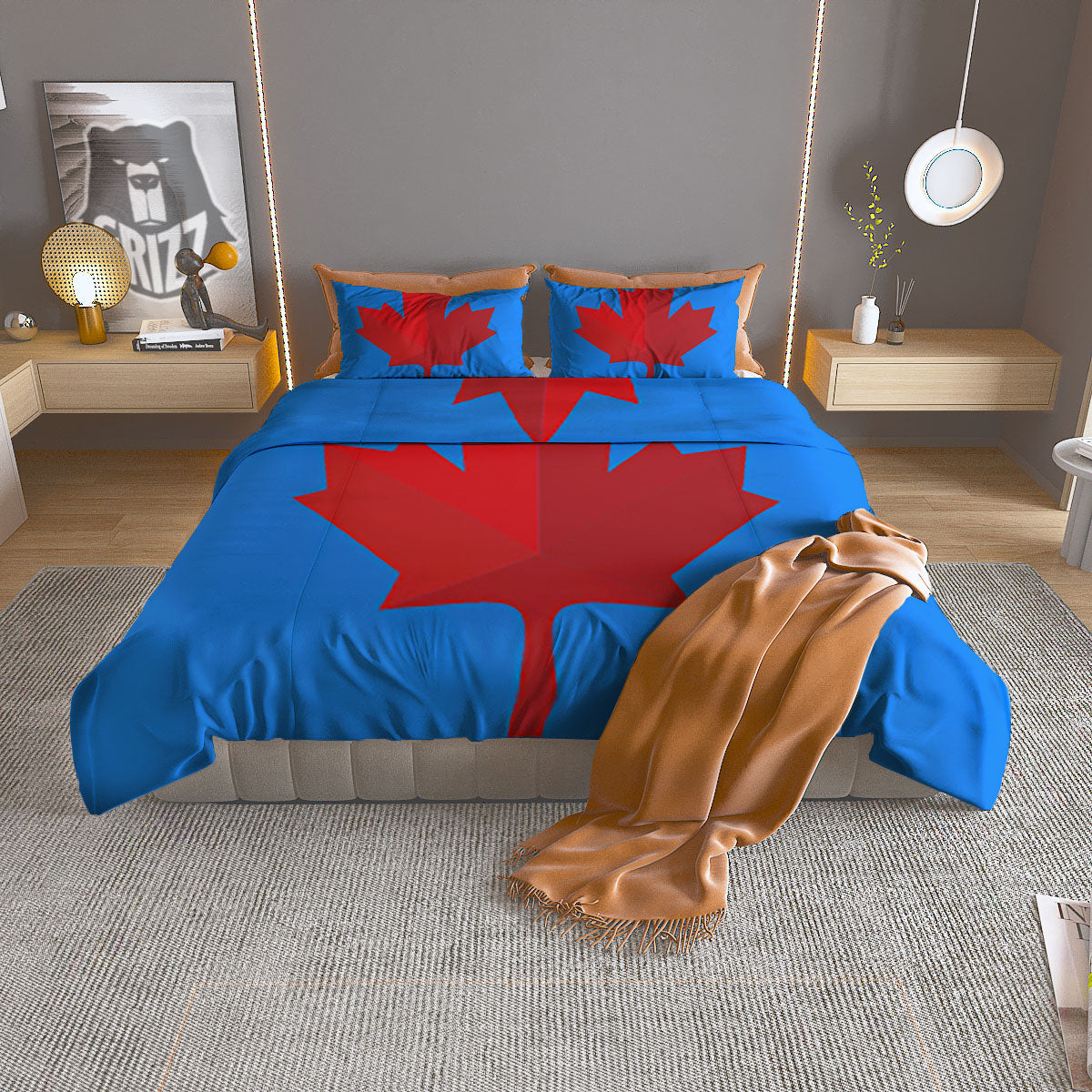 Maple Leaf Autumn Print Duvet Cover Bedding Set