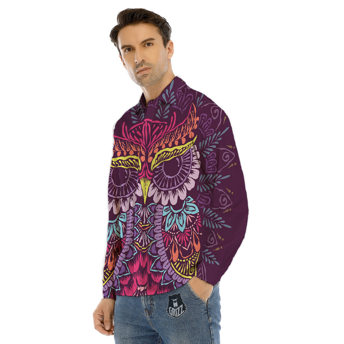 Maple Leaf Autumn Print Men's Dress Shirts-grizzshop