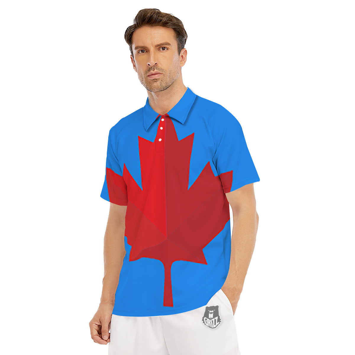Maple Leaf Autumn Print Men's Golf Shirts-grizzshop
