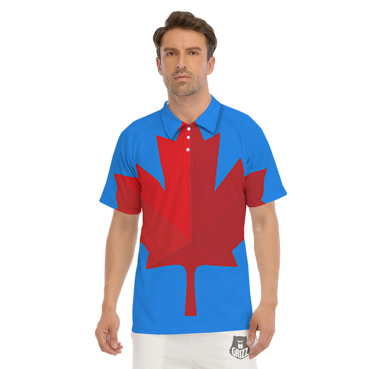 Maple Leaf Autumn Print Men's Golf Shirts-grizzshop