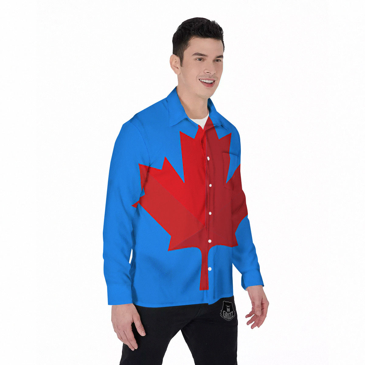 Maple Leaf Autumn Print Men's Long Sleeve Shirts-grizzshop