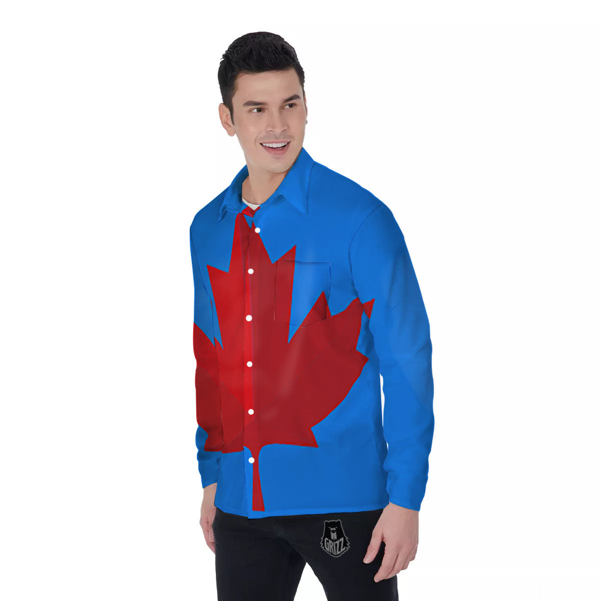 Maple Leaf Autumn Print Men's Long Sleeve Shirts-grizzshop