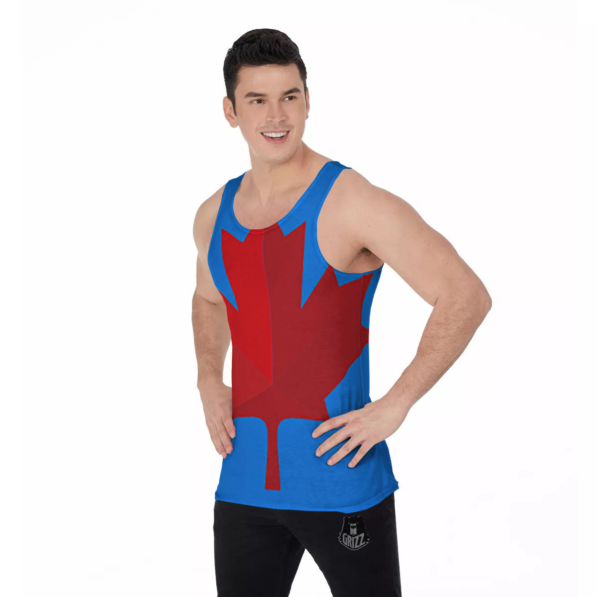 Maple Leaf Autumn Print Men's Tank Top-grizzshop