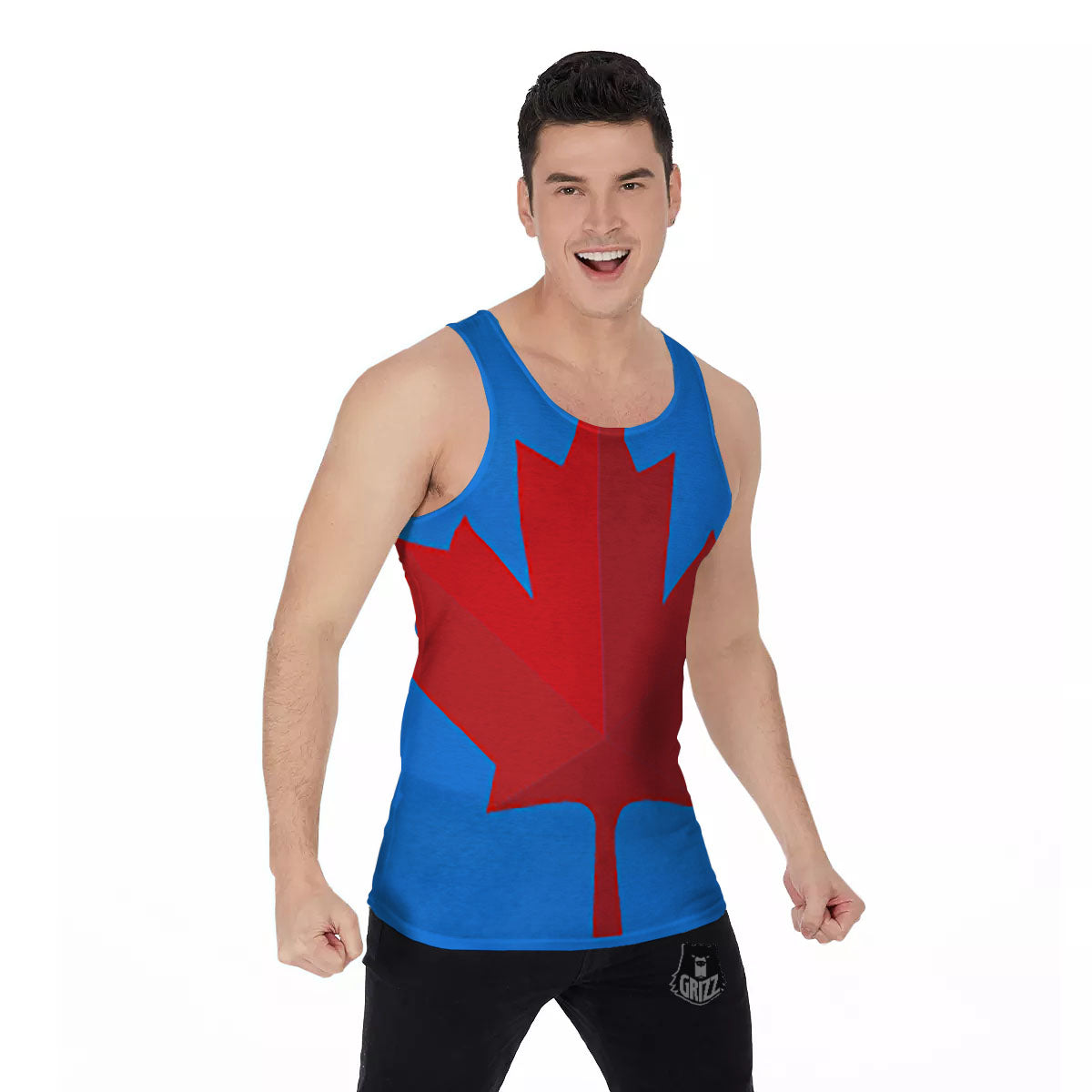 Maple Leaf Autumn Print Men's Tank Top-grizzshop
