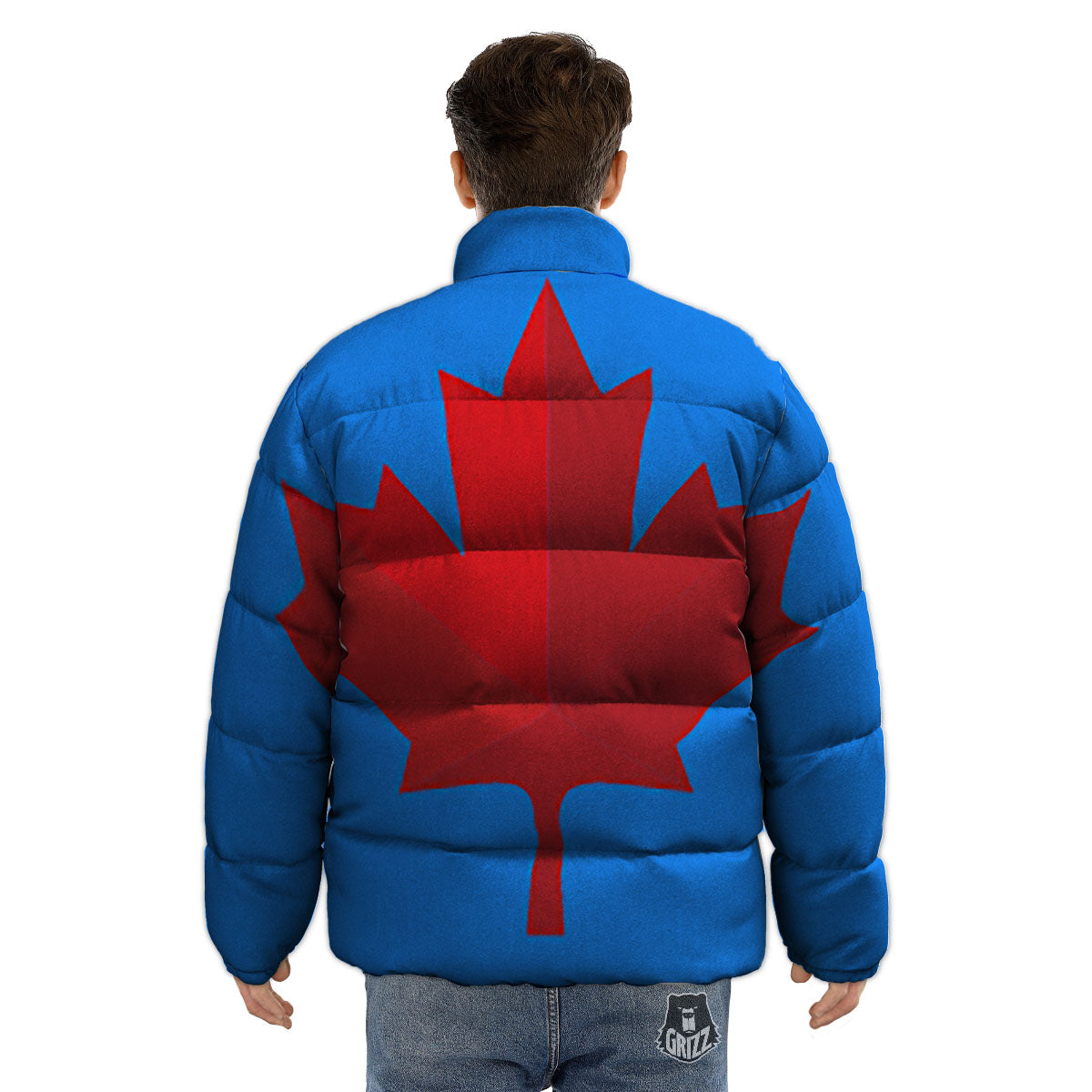 Maple Leaf Autumn Print Puffer Jacket-grizzshop