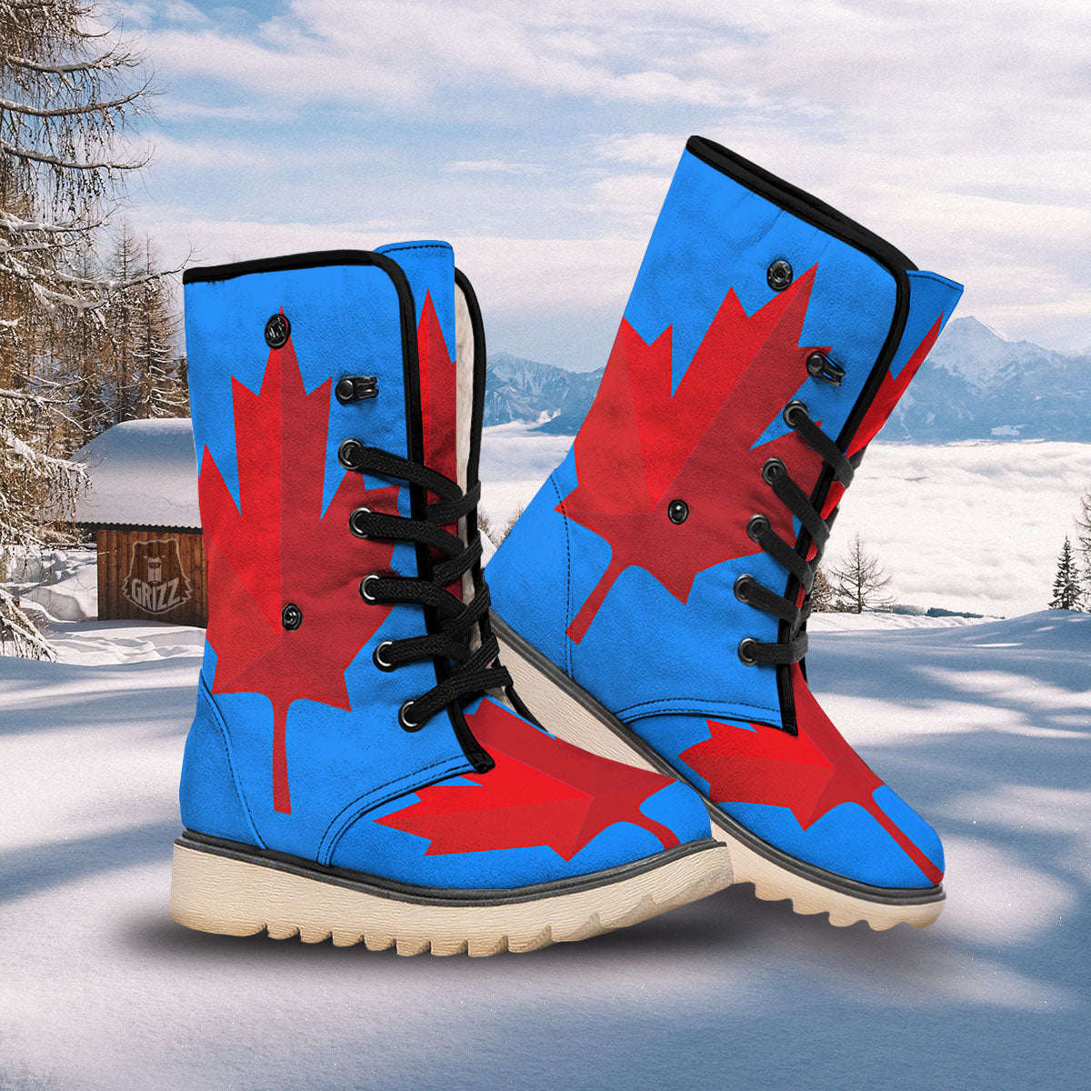 Maple Leaf Autumn Print Snow Boots-grizzshop