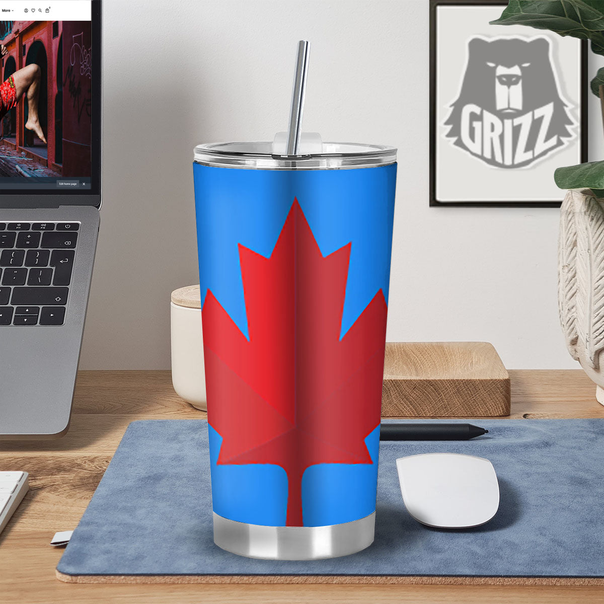 Maple Leaf Autumn Print Tumbler-grizzshop