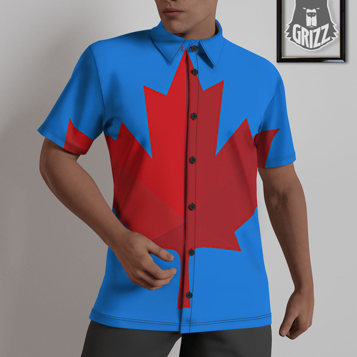 Maple Leaf Autumn Print Untucked Shirts-grizzshop