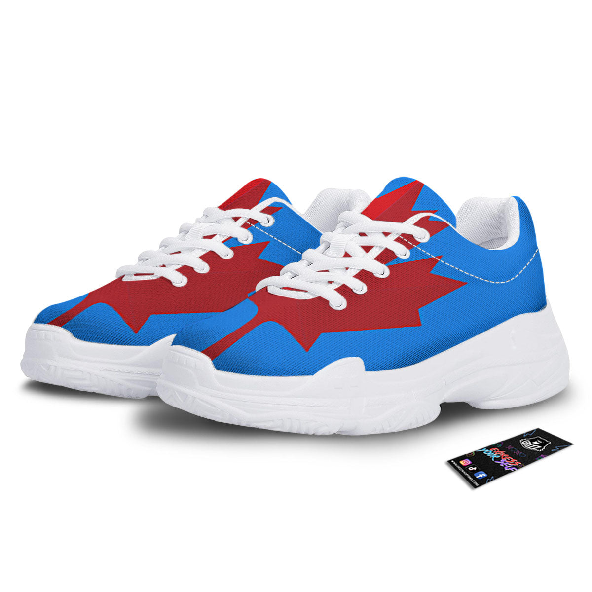 Maple Leaf Autumn Print White Chunky Shoes-grizzshop