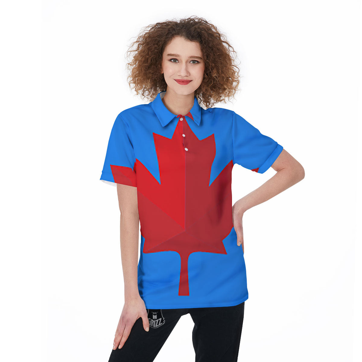 Maple Leaf Autumn Print Women's Golf Shirts-grizzshop