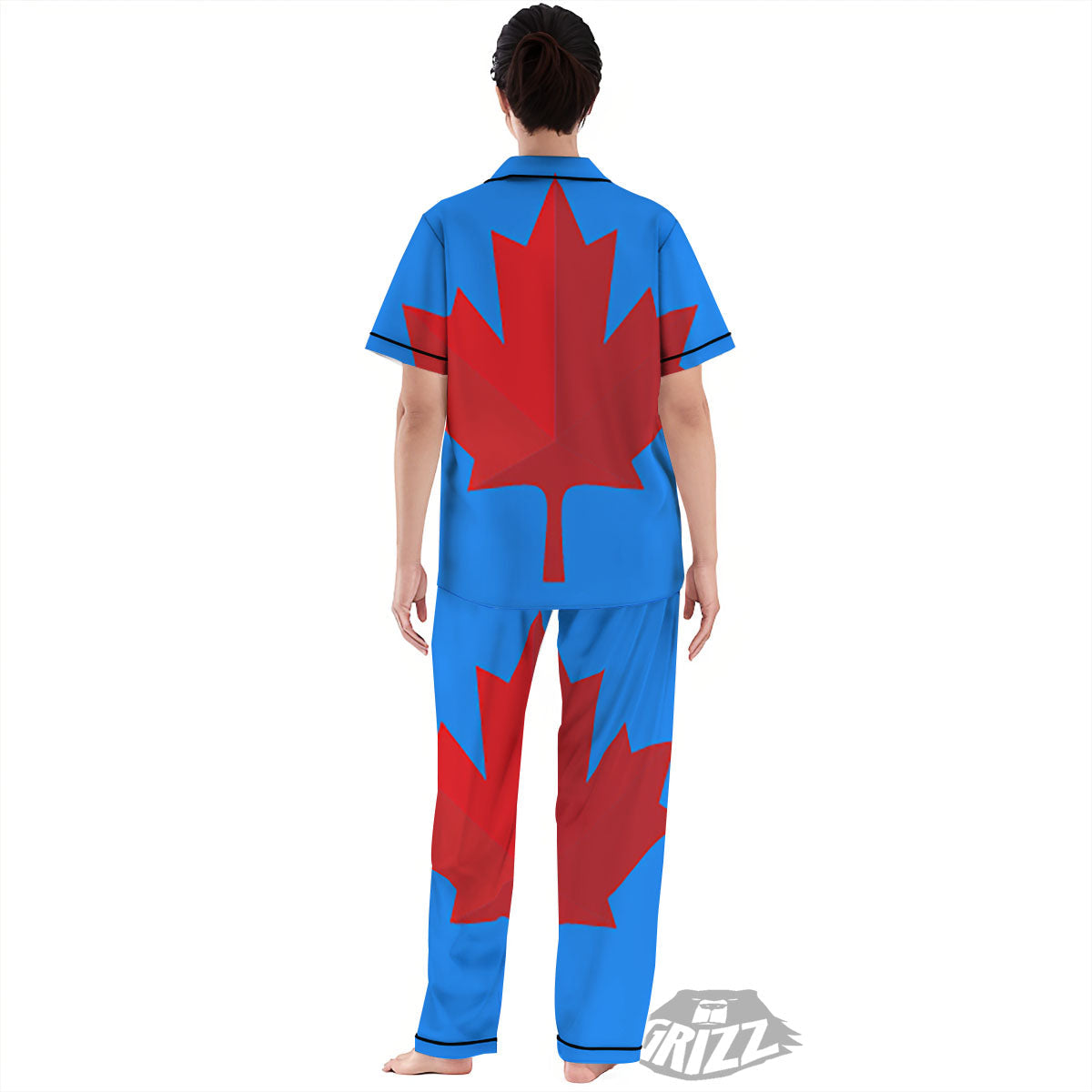 Maple Leaf Autumn Print Women's Pajamas Set-grizzshop