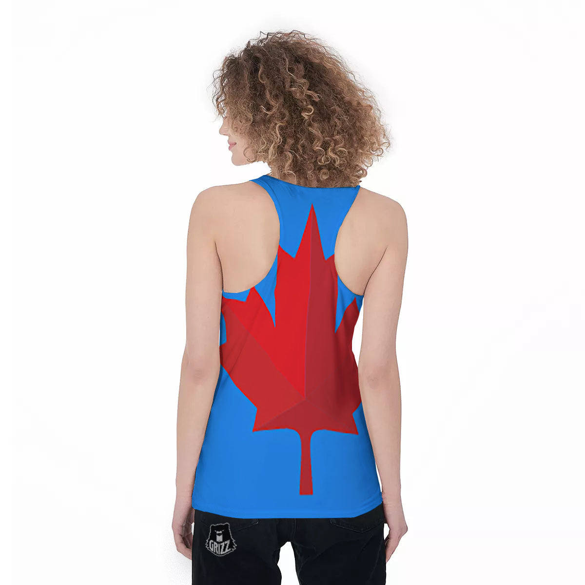 Maple Leaf Autumn Print Women's Racerback Tank Top-grizzshop