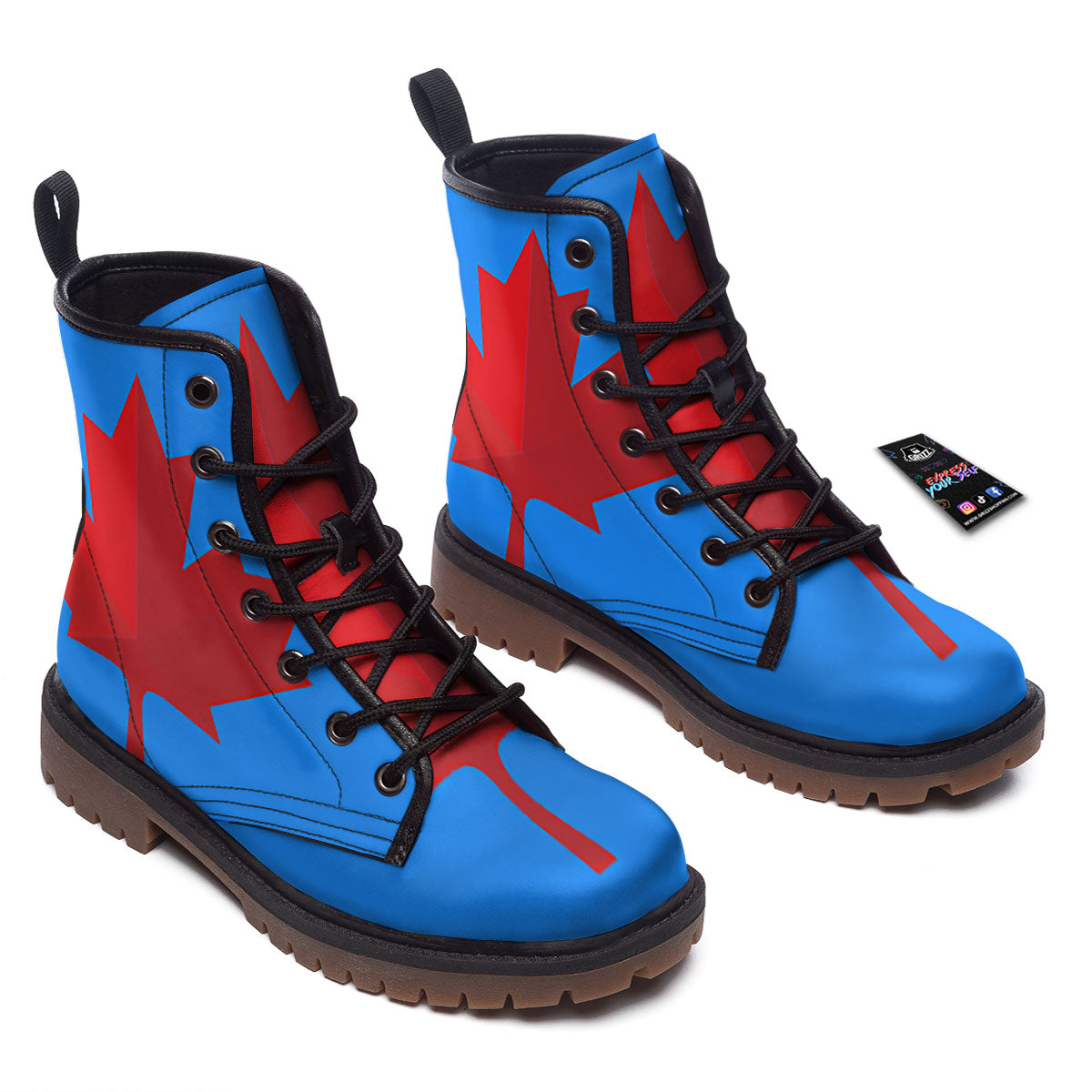 Maple Leaf Autumn Print Work Boots-grizzshop
