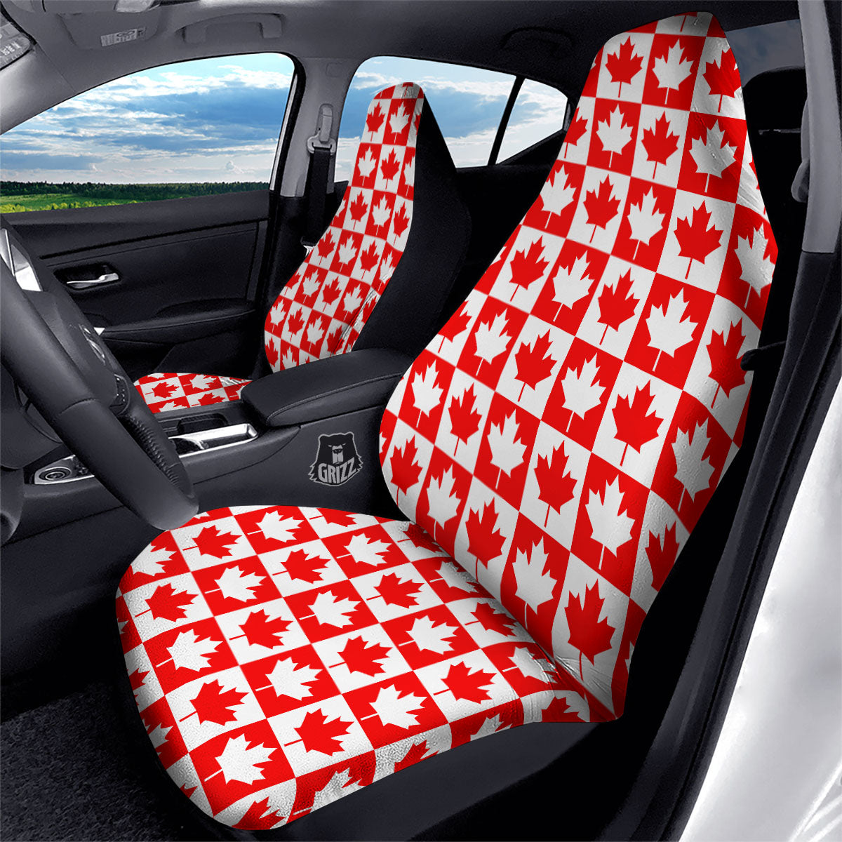 Maple Leaf Canada Print Pattern Car Seat Covers-grizzshop