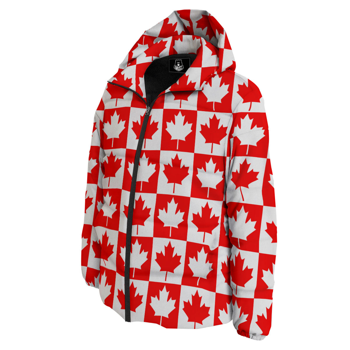 Maple Leaf Canada Print Pattern Down Jacket-grizzshop