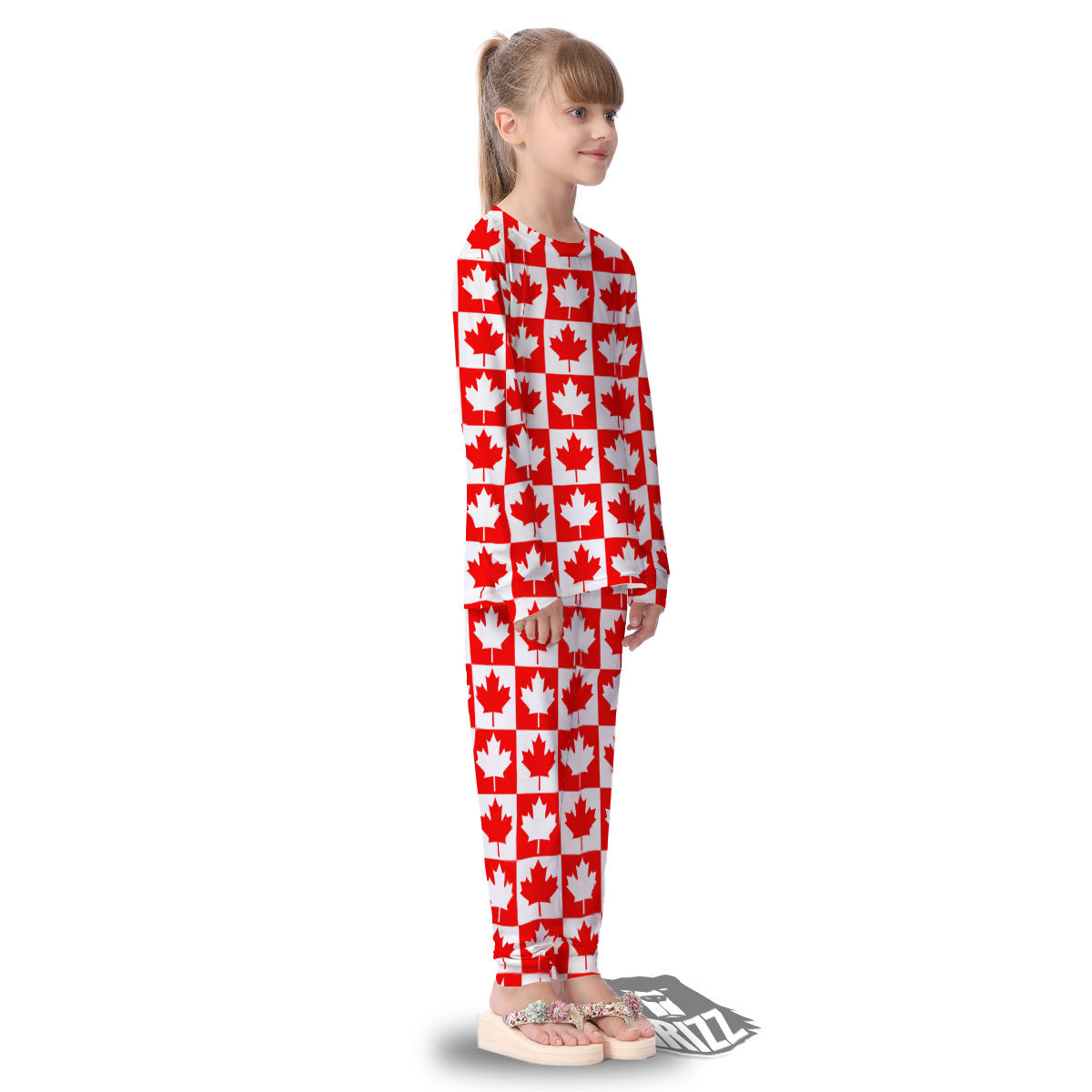 Maple Leaf Canada Print Pattern Kid's Pajamas-grizzshop