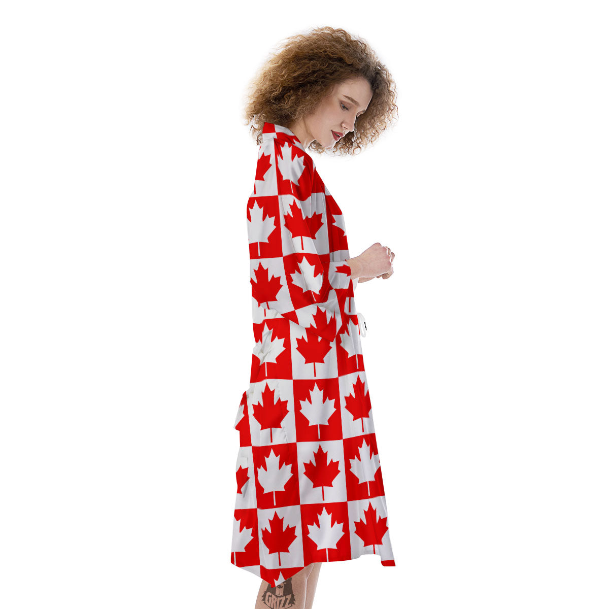 Maple Leaf Canada Print Pattern Kimono-grizzshop