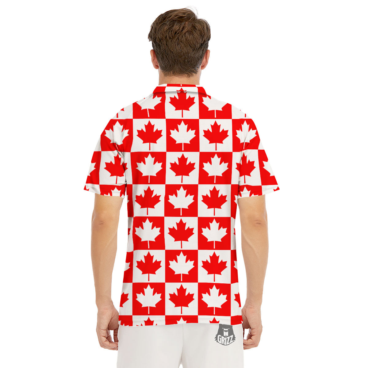 Maple Leaf Canada Print Pattern Men's Golf Shirts-grizzshop