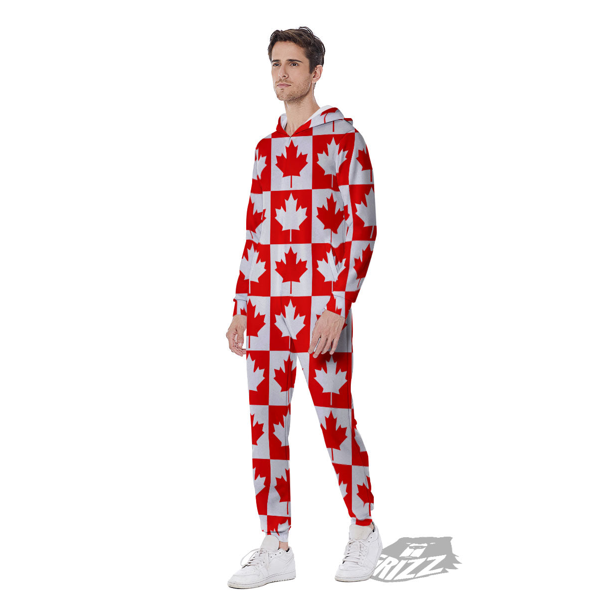 Maple Leaf Canada Print Pattern Men's Jumpsuit-grizzshop