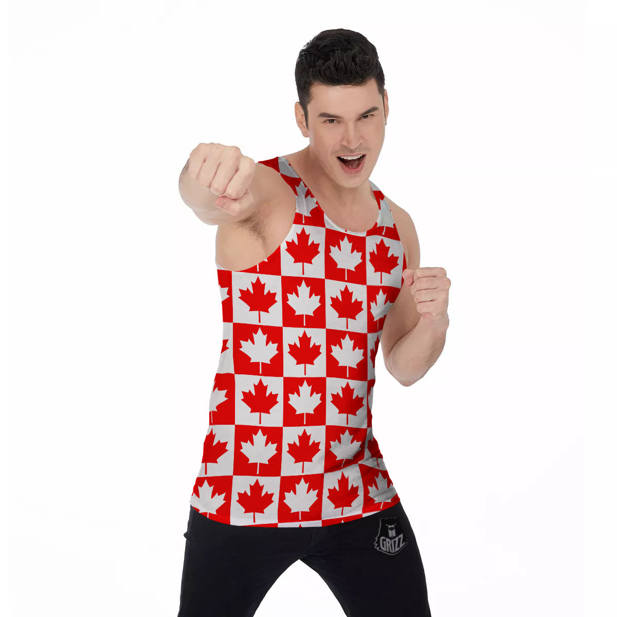 Maple Leaf Canada Print Pattern Men's Tank Top-grizzshop