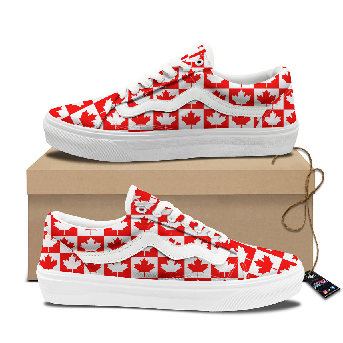 Maple Leaf Canada Print Pattern Skate Shoes-grizzshop