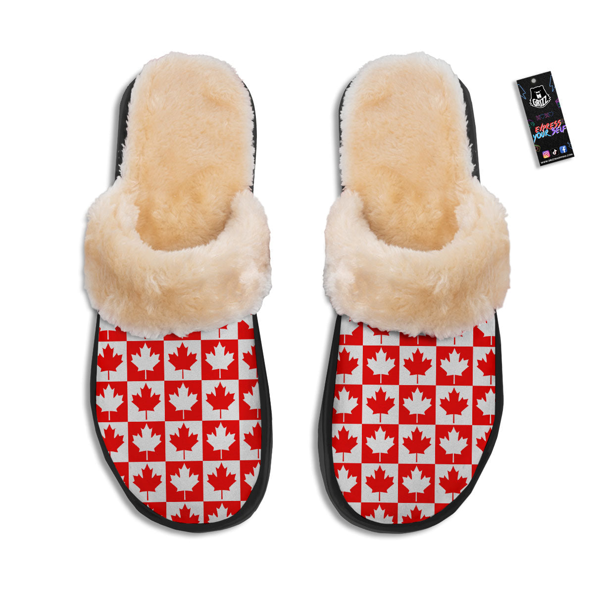 Maple Leaf Canada Print Pattern Slippers-grizzshop