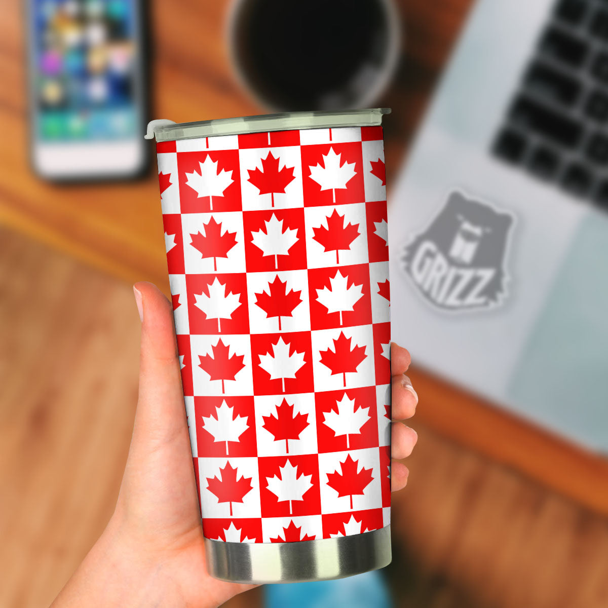 Maple Leaf Canada Print Pattern Tumbler-grizzshop