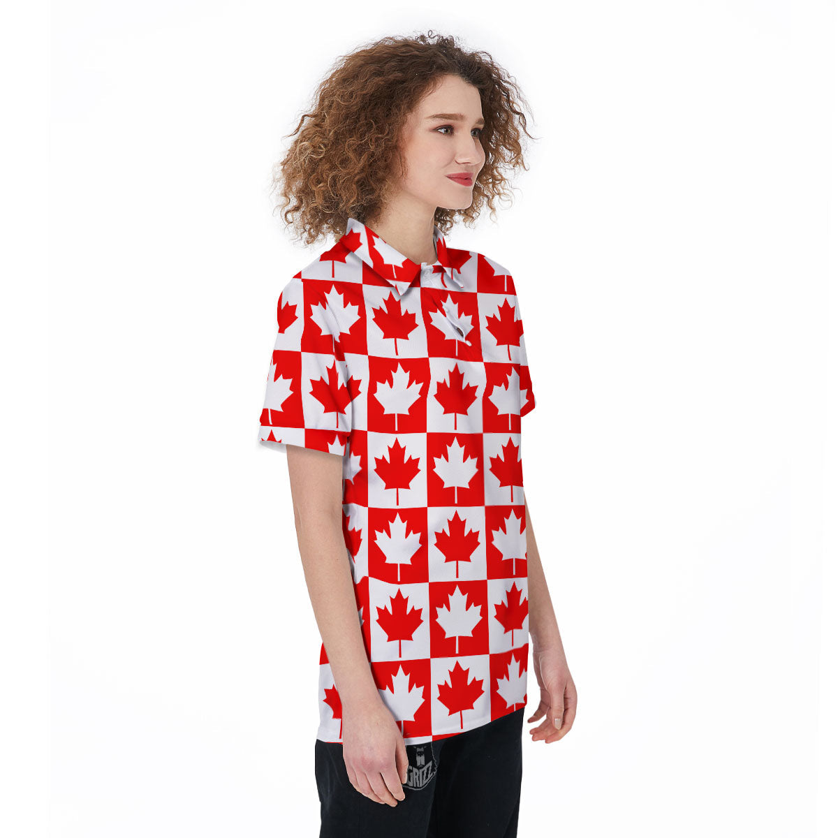 Maple Leaf Canada Print Pattern Women's Golf Shirts-grizzshop