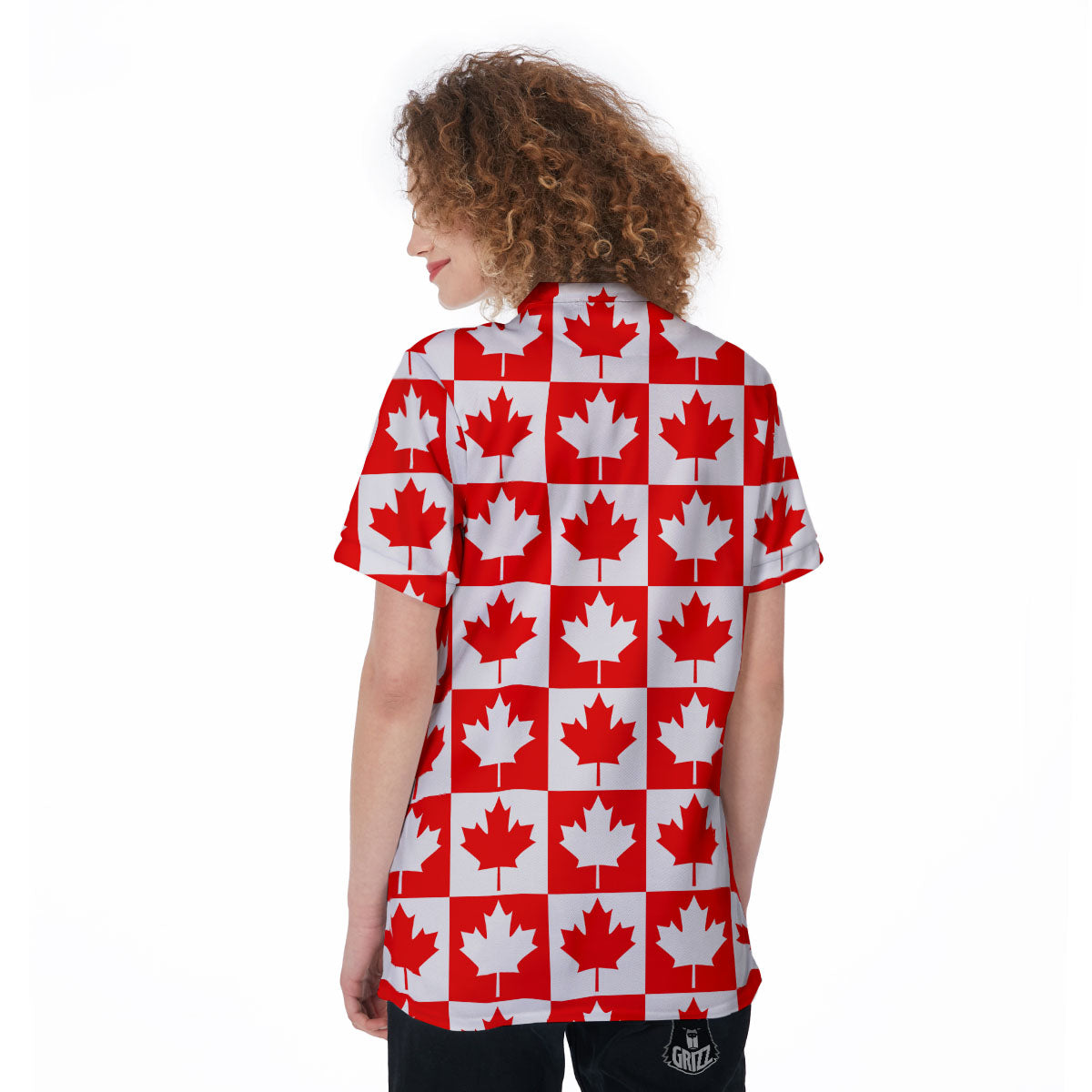 Maple Leaf Canada Print Pattern Women's Golf Shirts-grizzshop