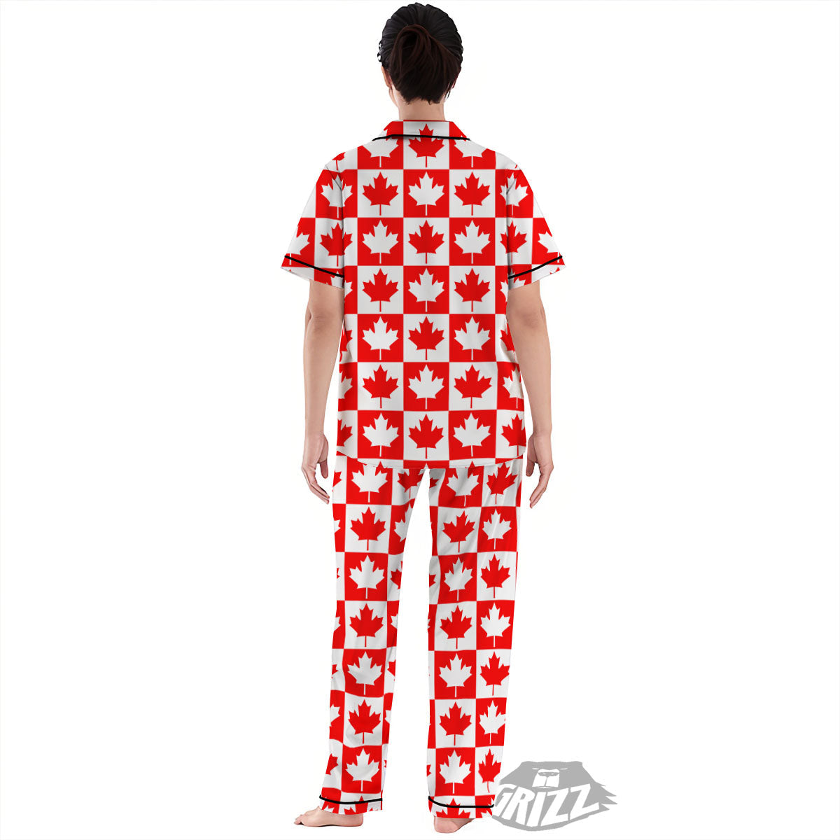 Maple Leaf Canada Print Pattern Women's Pajamas Set-grizzshop