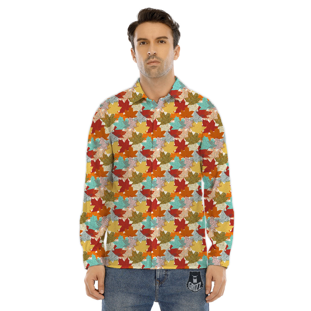 Maple Leaf Canadian Print Pattern Men's Dress Shirts-grizzshop