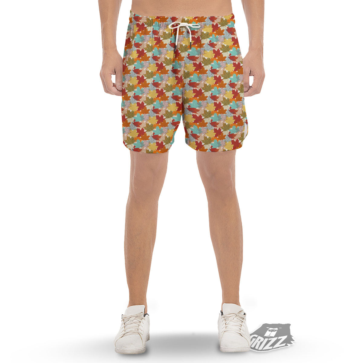 Maple Leaf Canadian Print Pattern Men's Gym Shorts-grizzshop