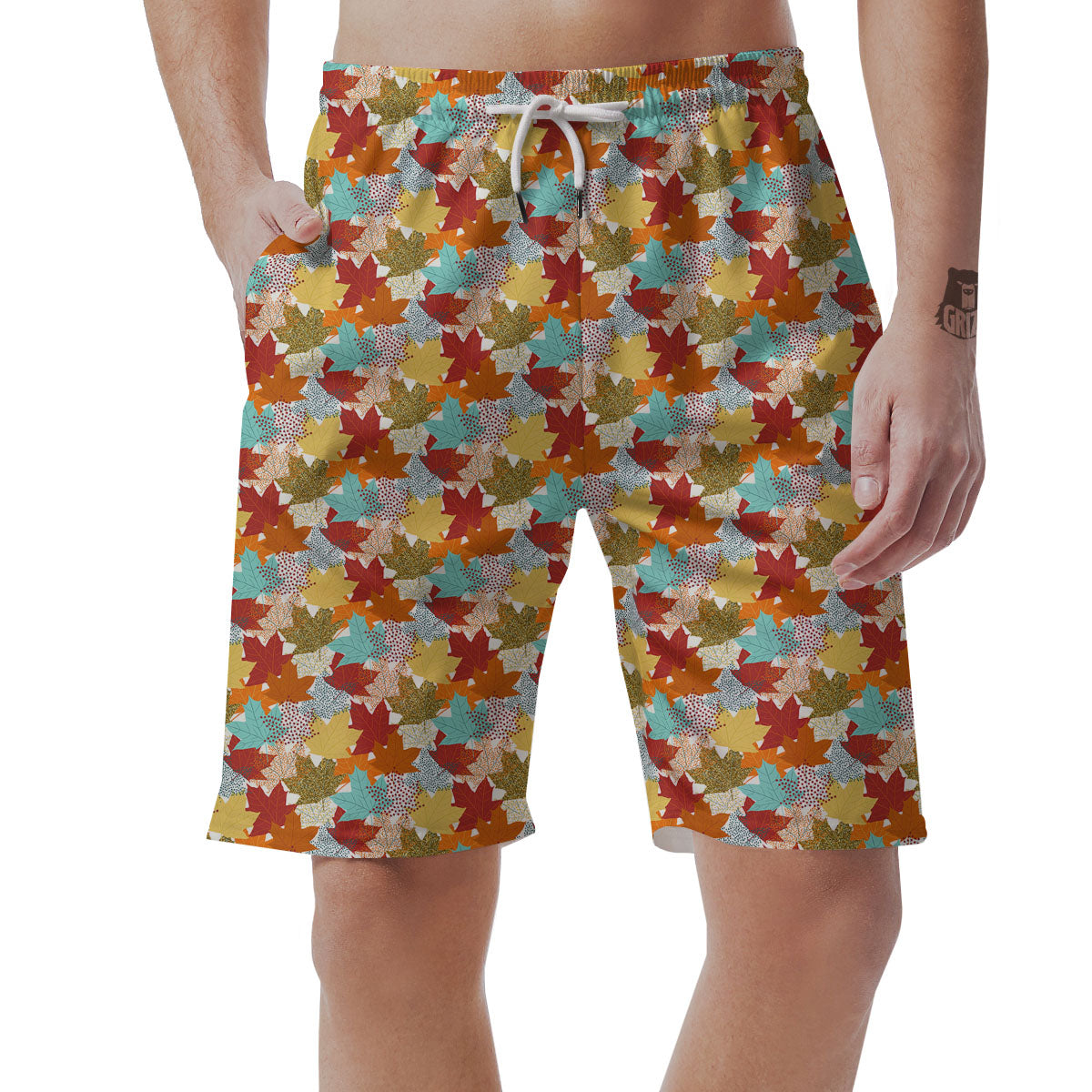 Maple Leaf Canadian Print Pattern Men's Shorts-grizzshop