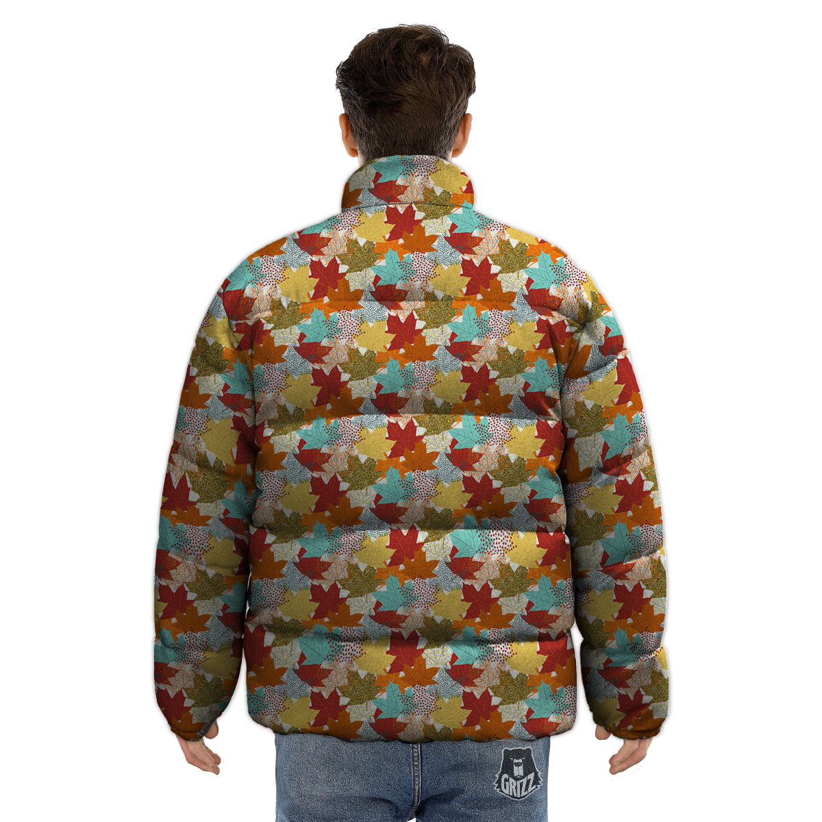 Maple Leaf Canadian Print Pattern Puffer Jacket-grizzshop