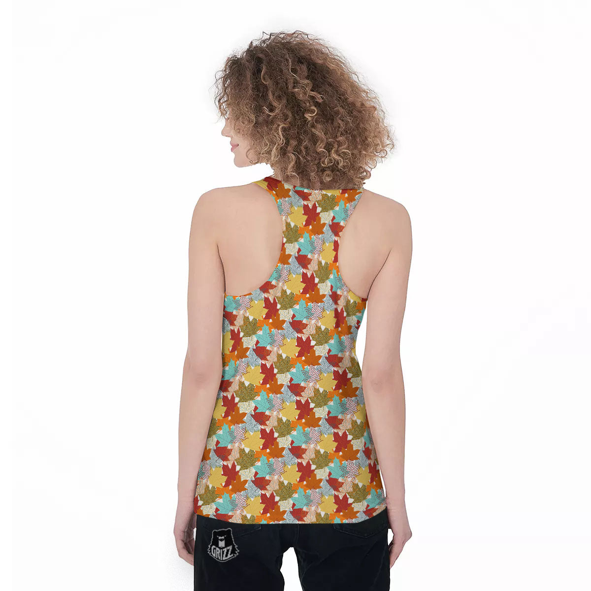 Maple Leaf Canadian Print Pattern Women's Racerback Tank Top-grizzshop