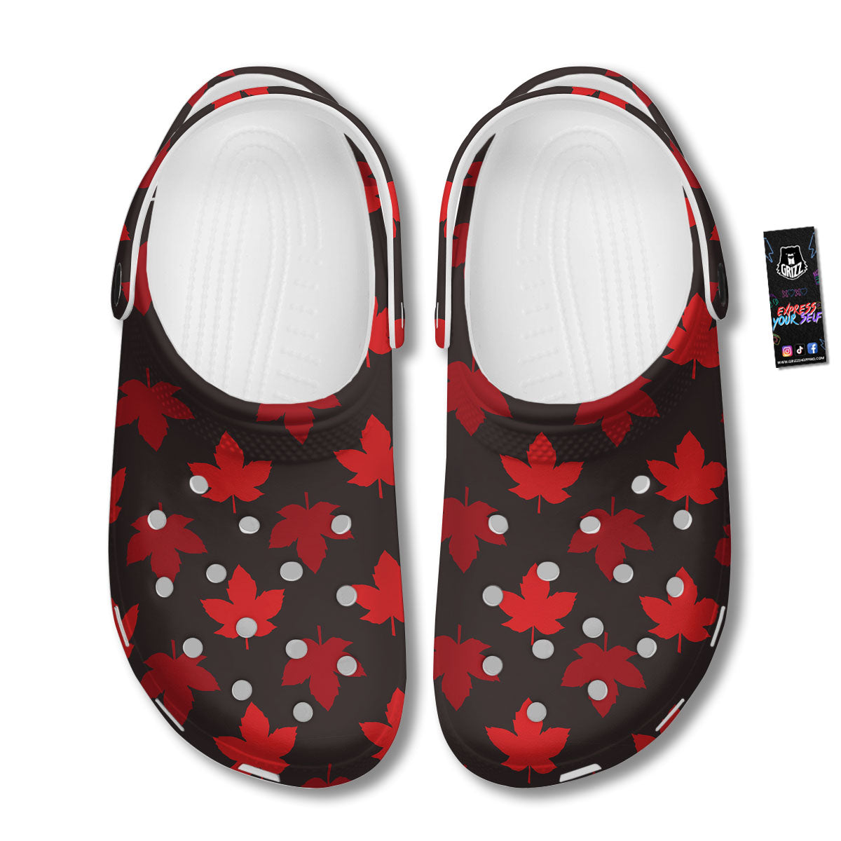 Maple Leaf Red Canadian Print Pattern Clog-grizzshop