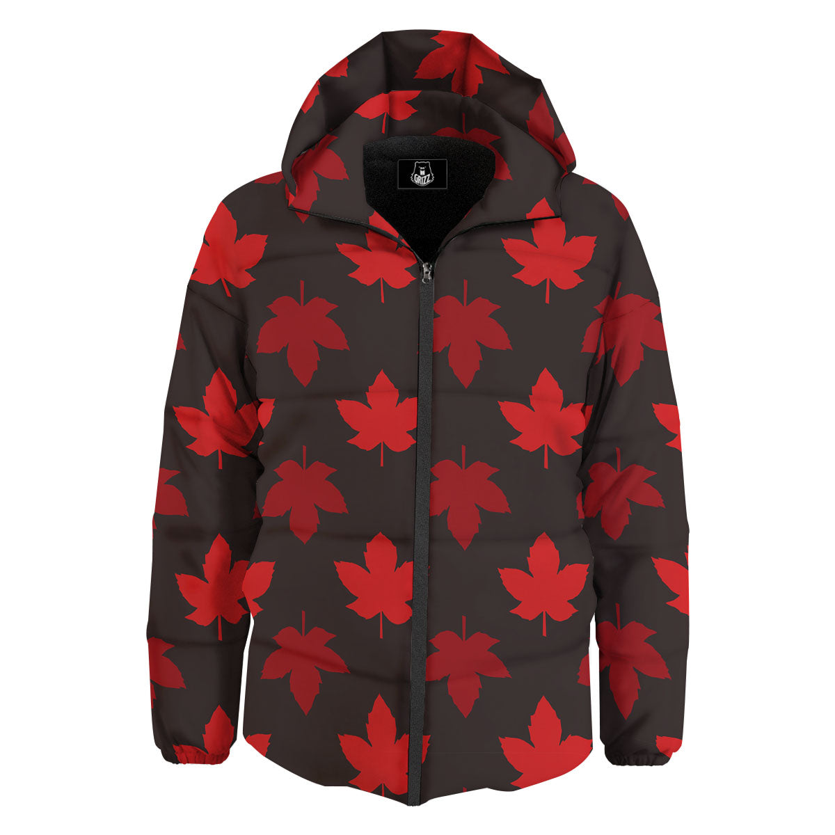 Maple Leaf Red Canadian Print Pattern Down Jacket-grizzshop
