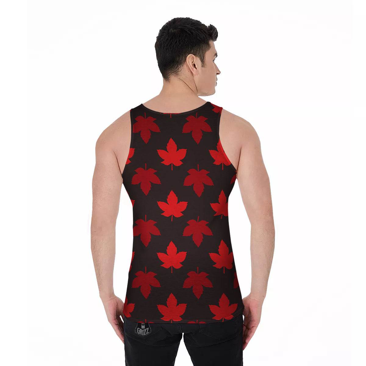 Maple Leaf Red Canadian Print Pattern Men's Tank Top-grizzshop