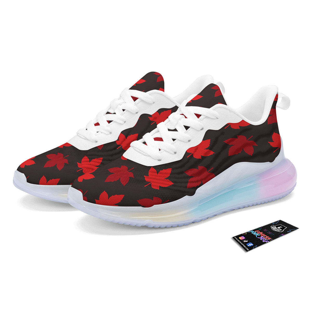 Maple Leaf Red Canadian Print Pattern Running Sneakers-grizzshop