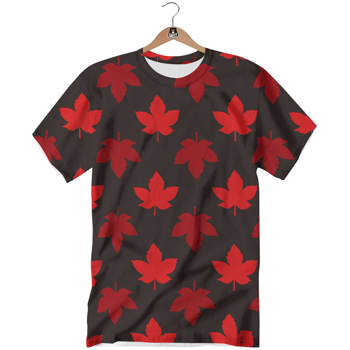 Maple Leaf Red Canadian Print Pattern T-Shirt-grizzshop