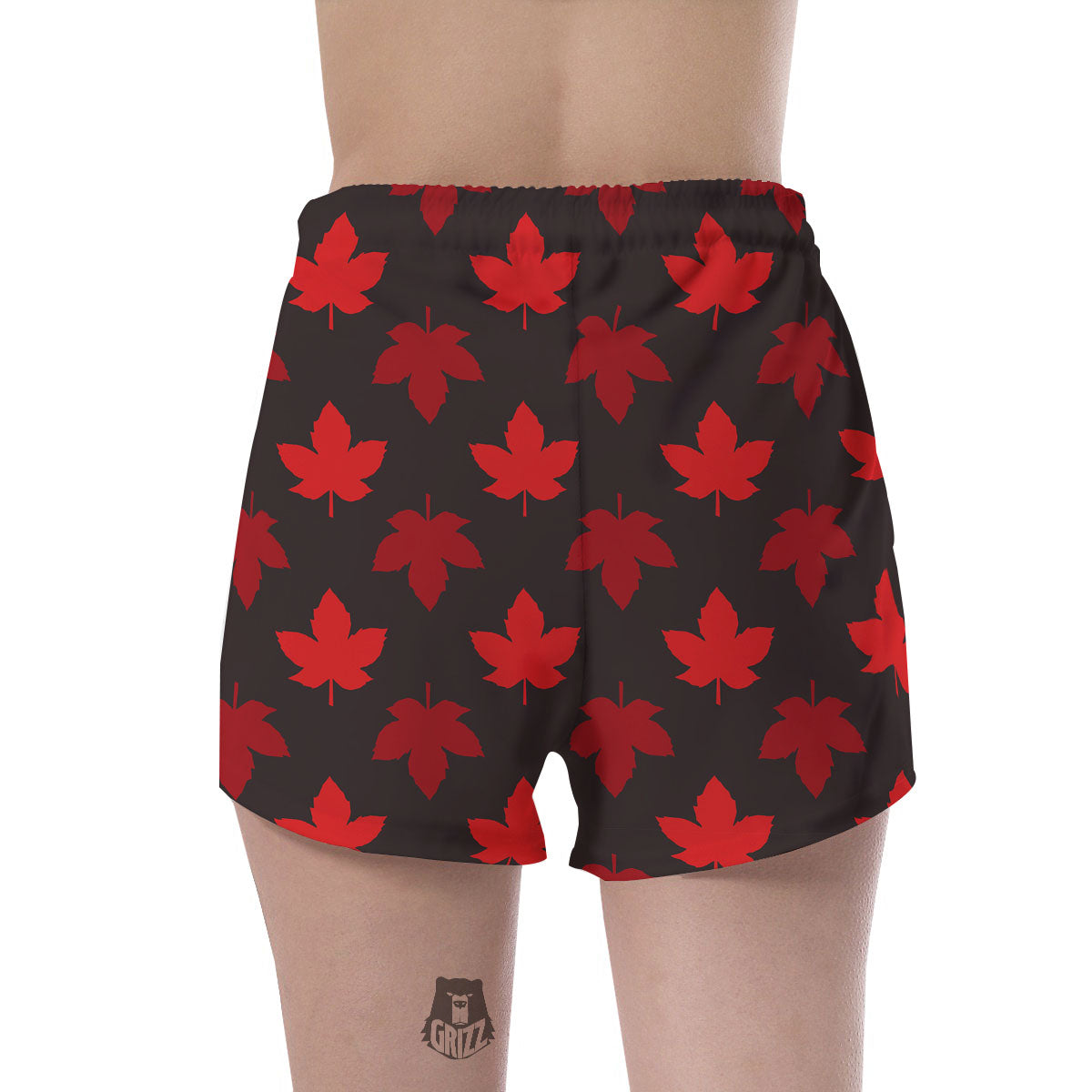 Maple Leaf Red Canadian Print Pattern Women's Shorts-grizzshop