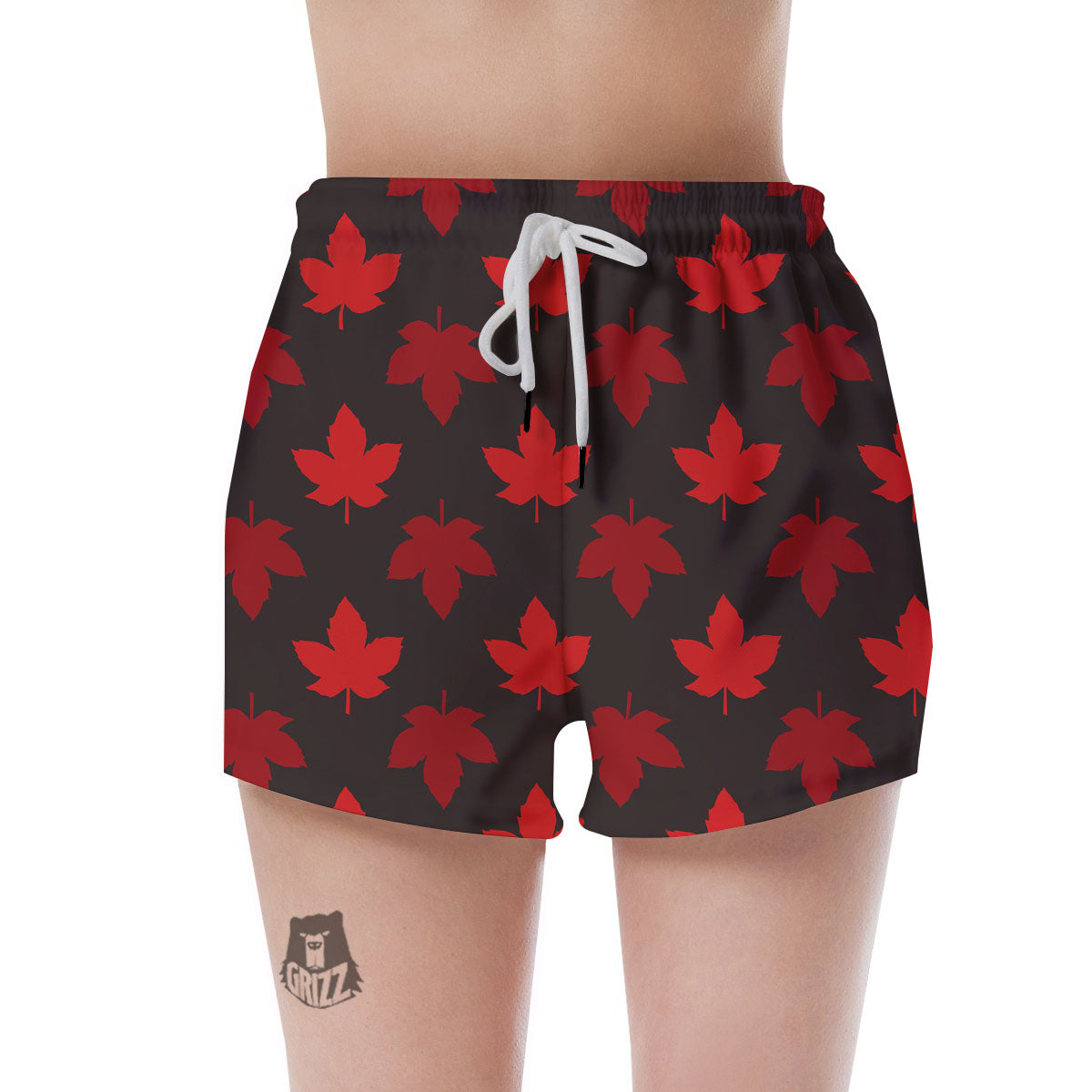 Maple Leaf Red Canadian Print Pattern Women's Shorts-grizzshop