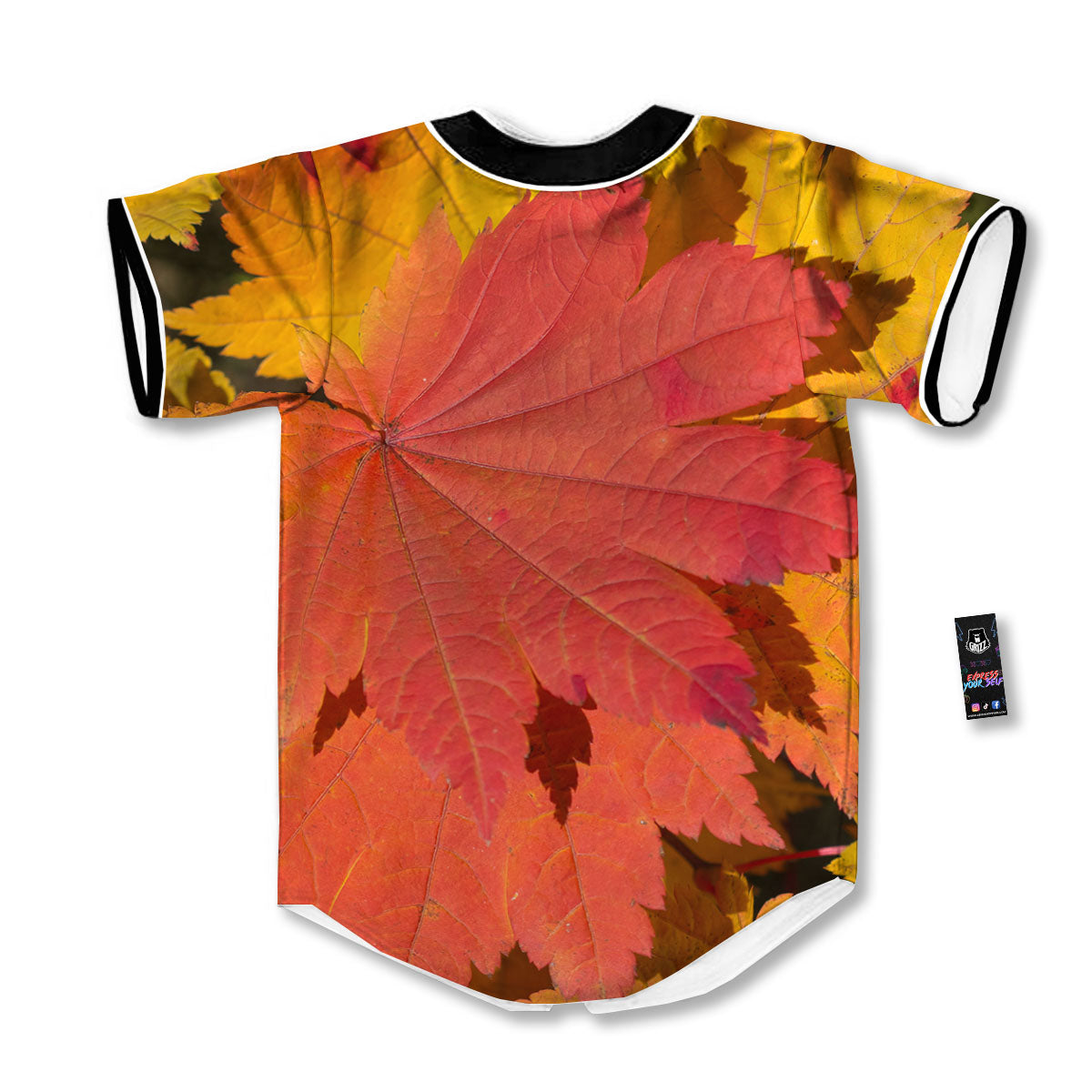 Maple Leaves Autumn Print Baseball Jersey-grizzshop