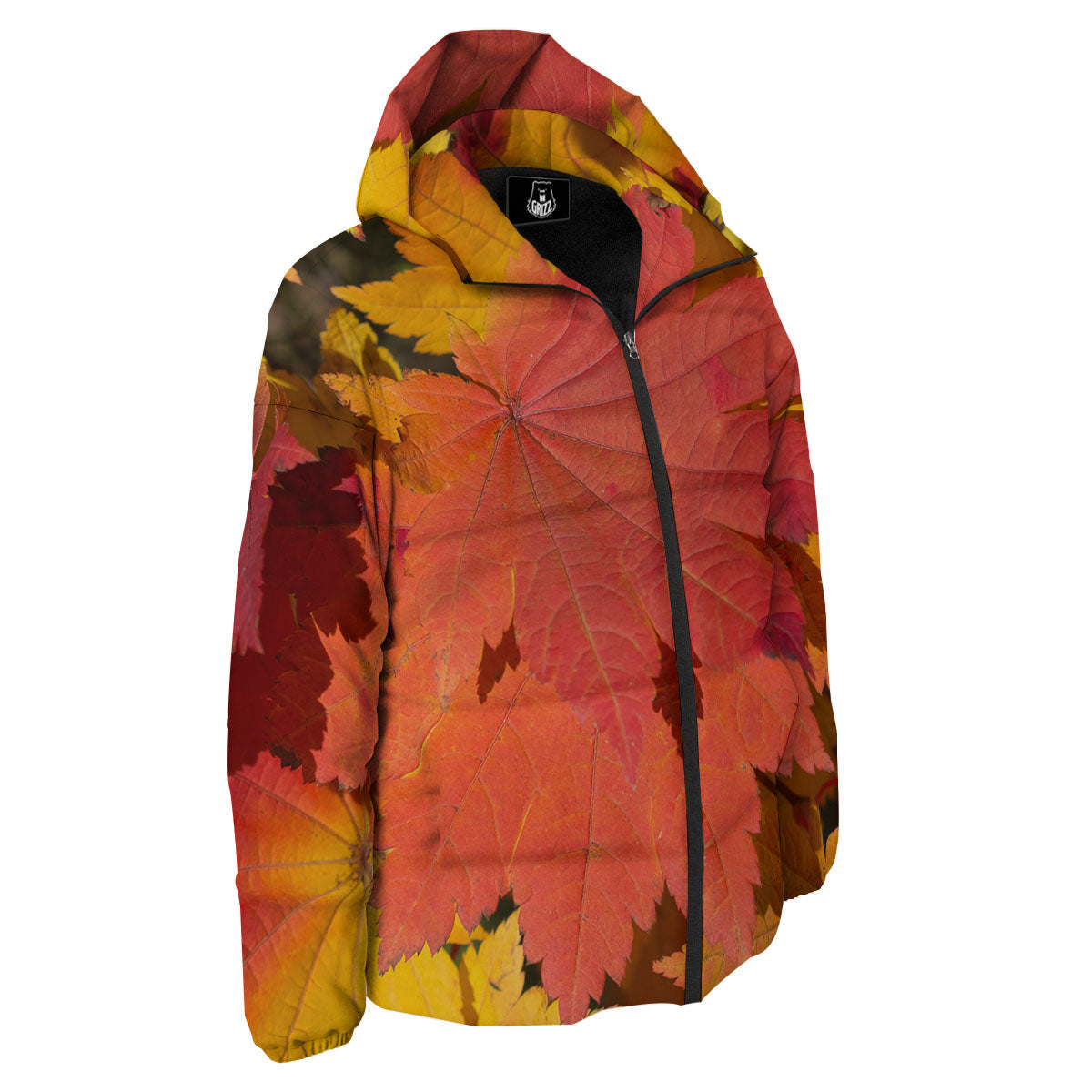 Maple Leaves Autumn Print Down Jacket-grizzshop