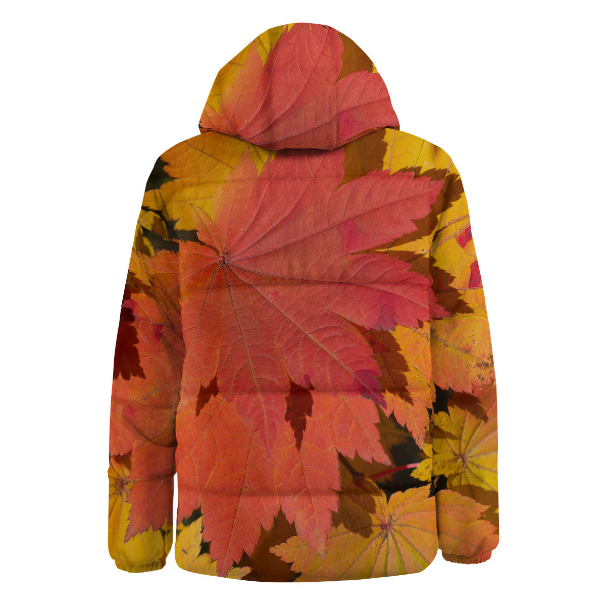 Maple Leaves Autumn Print Down Jacket-grizzshop