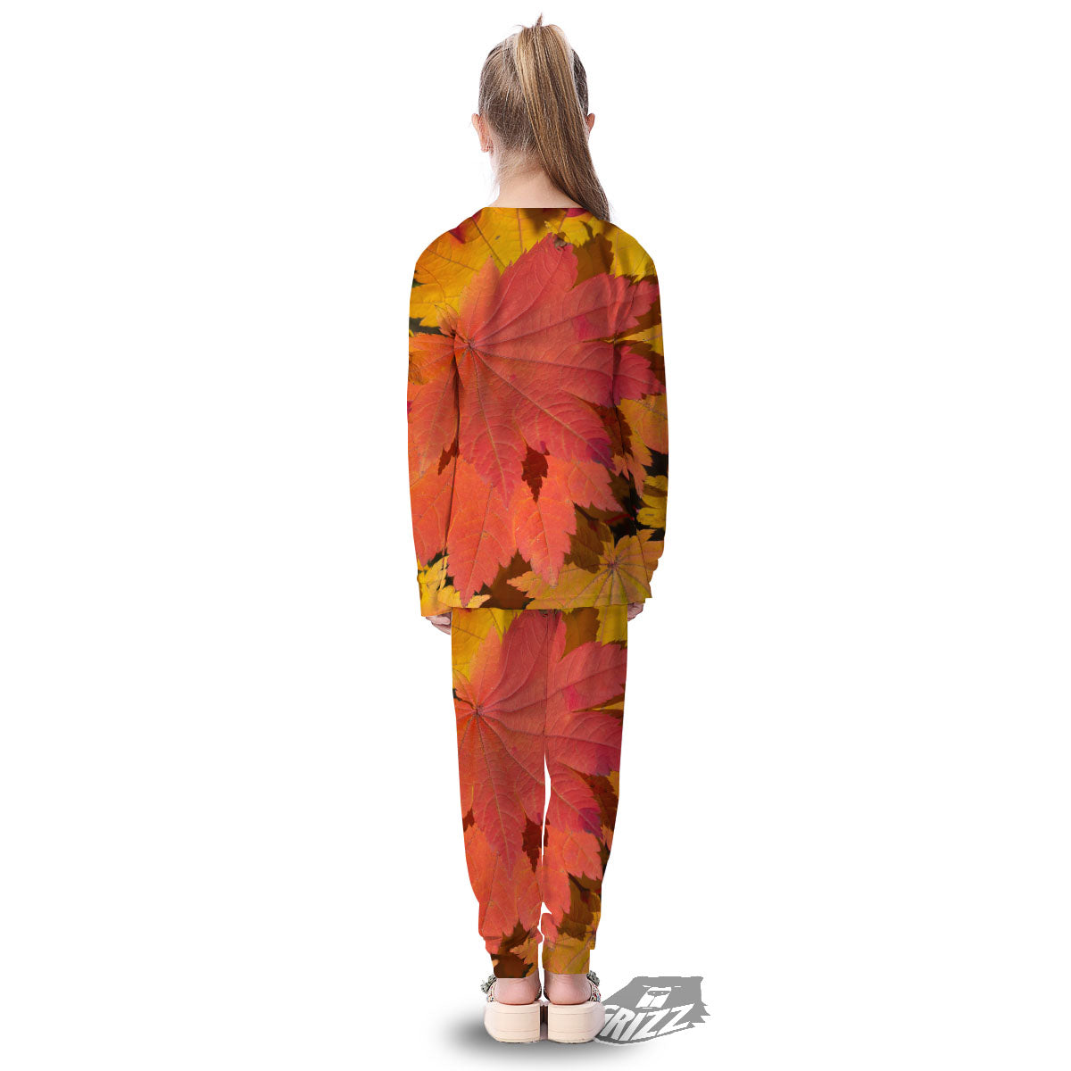Maple Leaves Autumn Print Kid's Pajamas-grizzshop
