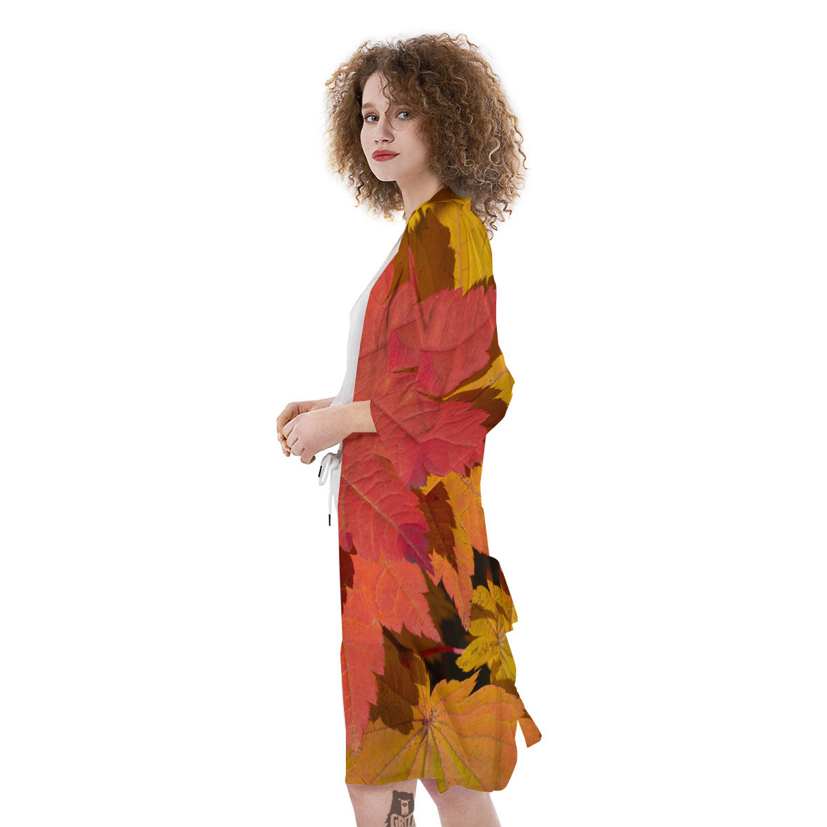 Maple Leaves Autumn Print Kimono-grizzshop