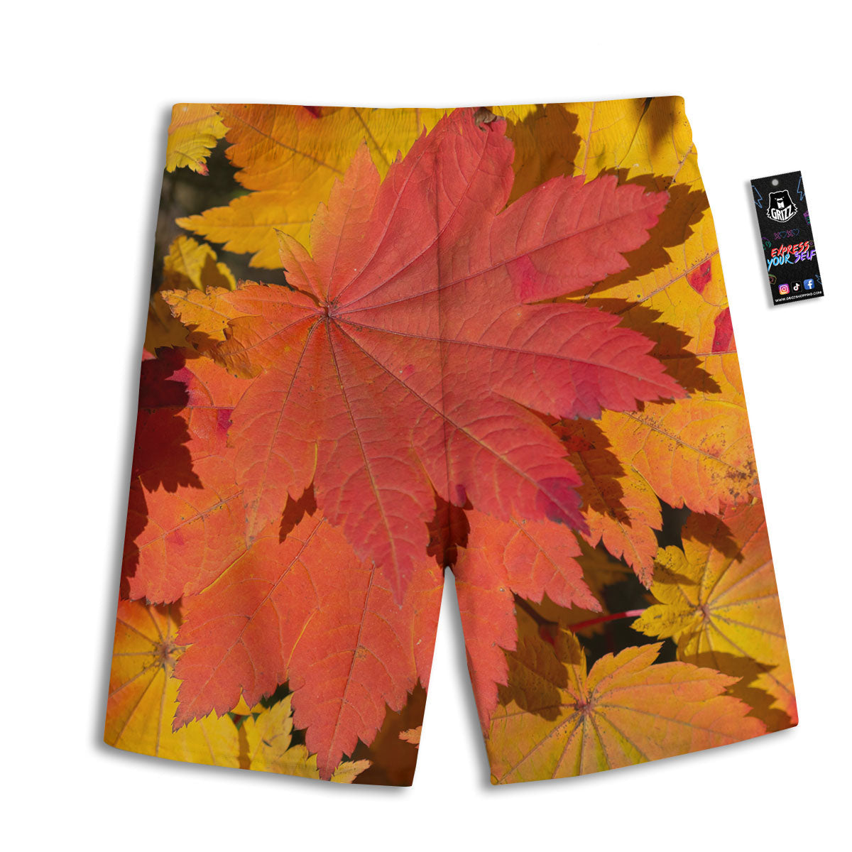 Maple Leaves Autumn Print Men's Athletic Shorts