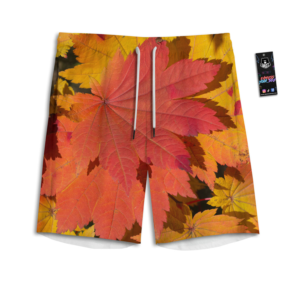 Maple Leaves Autumn Print Men's Athletic Shorts