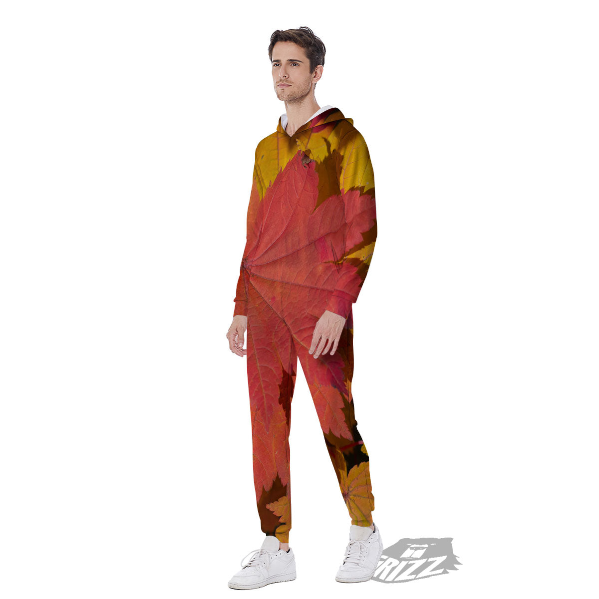 Maple Leaves Autumn Print Men's Jumpsuit-grizzshop